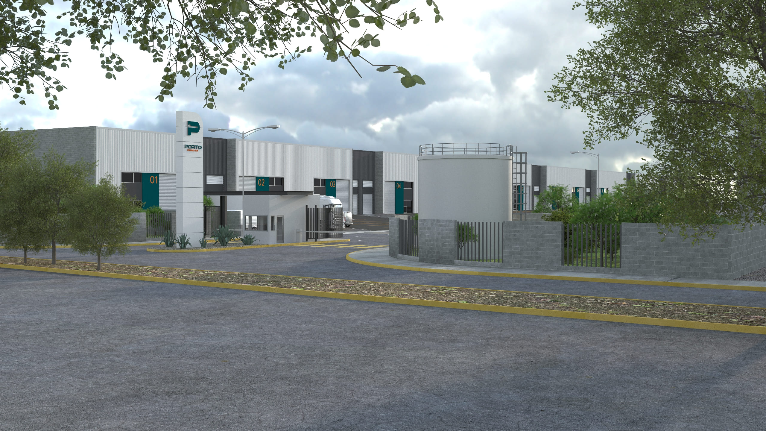 Render exterior de PORTO Logistic Hub