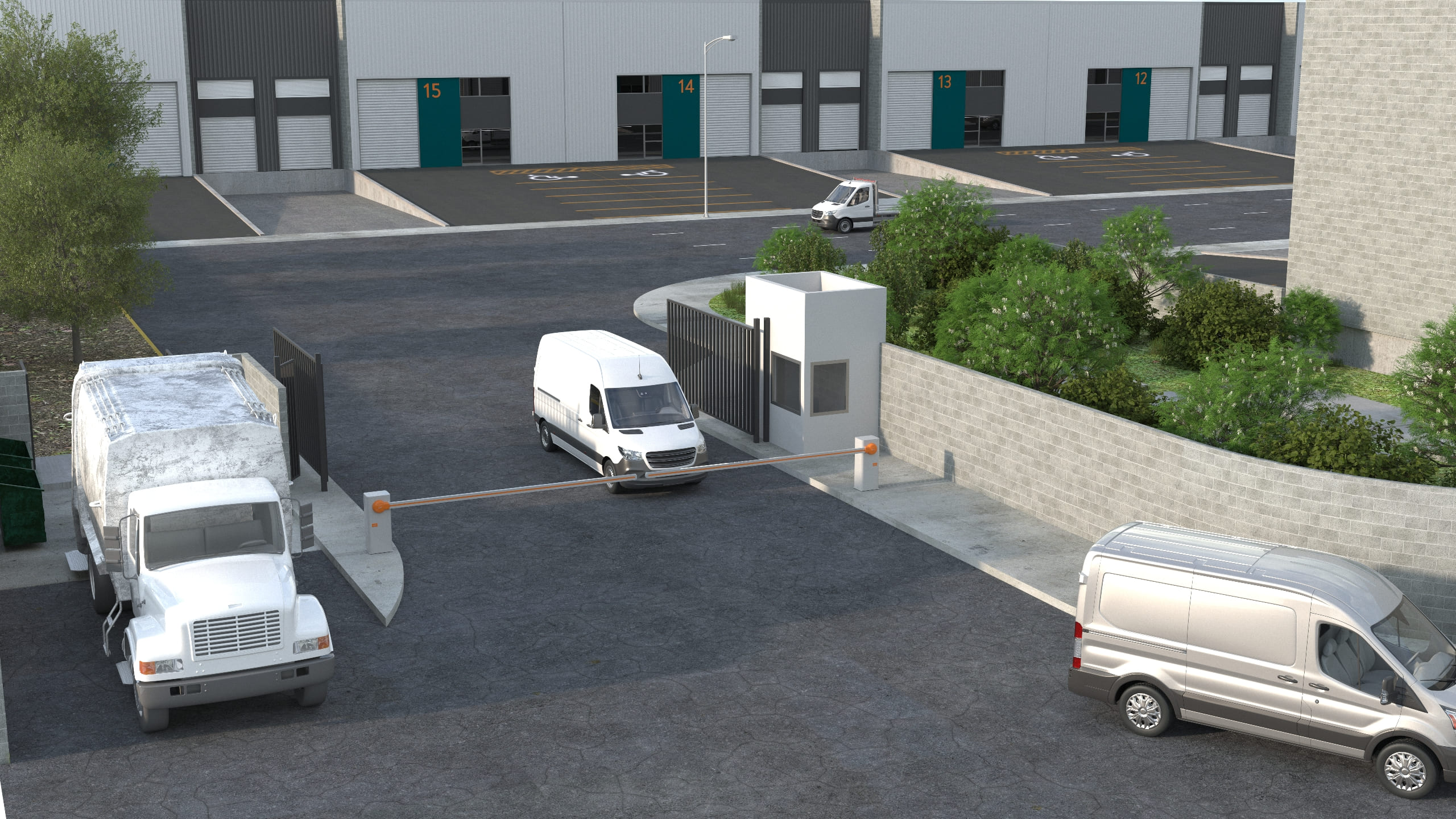 Render de acceso y control de PORTO Logistic Hub